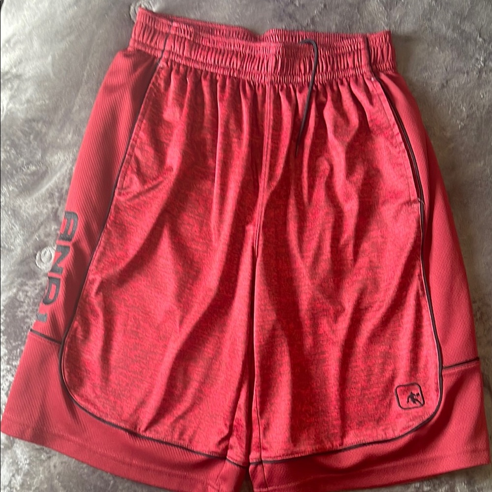 AND1 Red Athletic Shorts with Elastic Waistband and Breathable Fabric